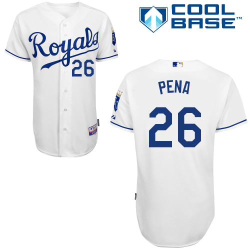 Francisco Pena #26 MLB Jersey-Kansas City Royals Men's Authentic Home White Cool Base Baseball Jersey